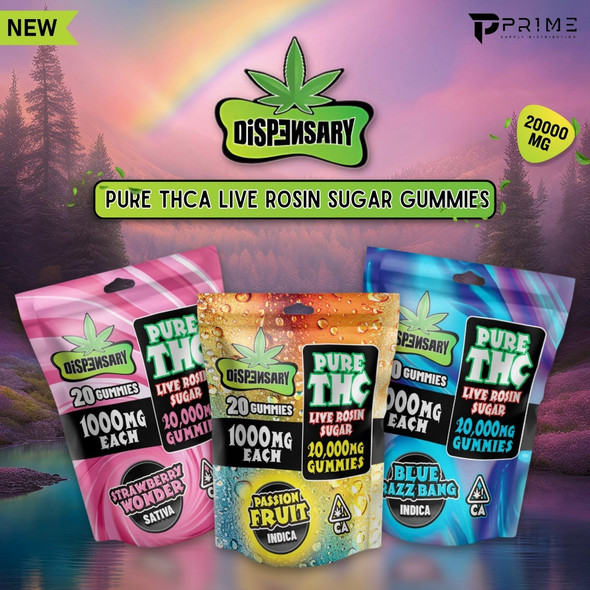 Dispensary Pure THC Live Rosin Sugar Gummies 20,000MG
