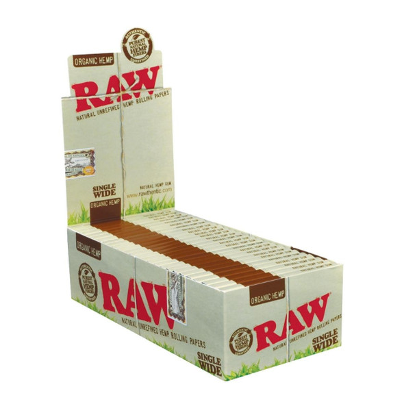 RAW - ORGANIC ROLLING PAPERS SINGLE WIDE (DOUBLE FEED) 100 COUNT (DISPLAY OF 25)