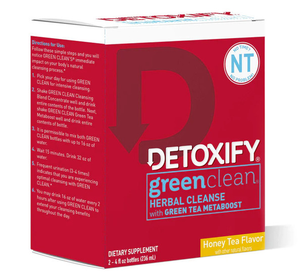 DETOXIFY GREEN CLEAN HERBAL CLEANSE HONEY TEA FLAVOR 2 4OZ BOTTLES