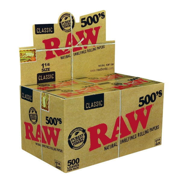 RAW 500'S CLASSIC 1¼ ROLLING PAPERS 500 COUNT PACK (DISPLAY OF 20 PACKS)
