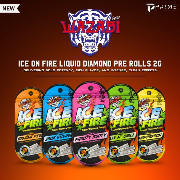 WAZABI Exotics Ice On Fire Liquid Diamond Pre Rolls 6G