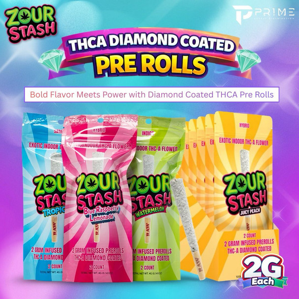 Zour Stash THCA Pre Rolls Diamond Coated 2G