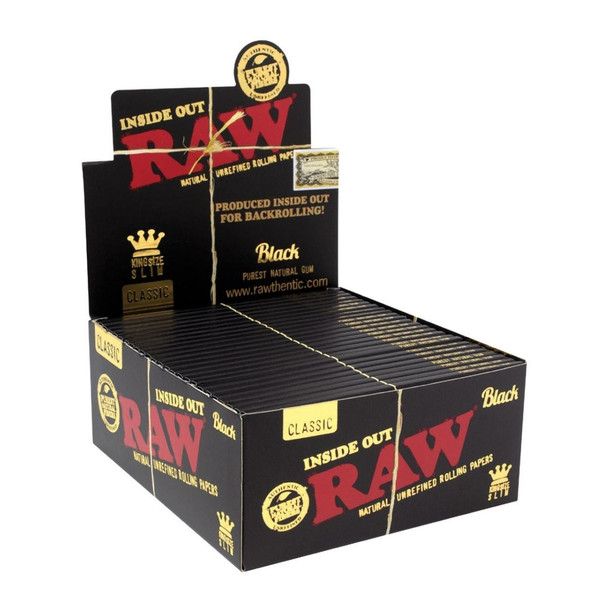 RAW - BLACK KING SIZE SLIM ROLLING PAPERS 32 COUNT PACK (DISPLAY OF 50)