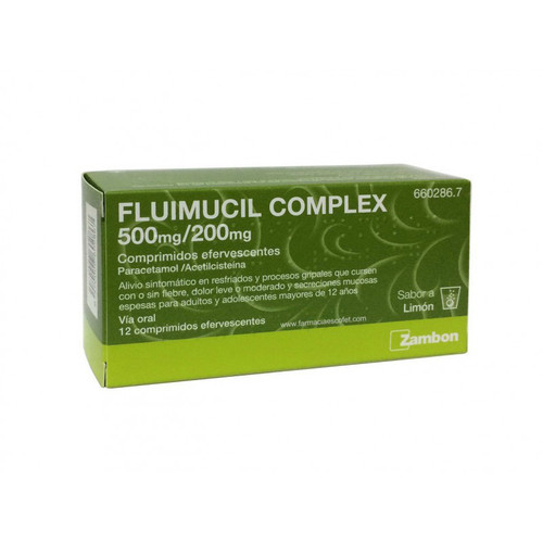 FLUIMUCIL COMPLEX 500 mg/200 mg COMPRIMIDOS EFERVESCENTES , 12 comprimidos