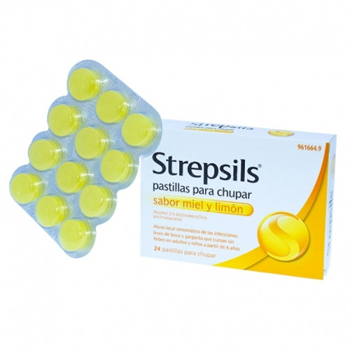 STREPSILS PASTILLAS PARA CHUPAR SABOR MIEL Y LIMON , 24 pastillas
