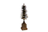 27in Tall Rusted Metal Pine Cone on Pedestal