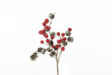 12in Mini Pine Cones & Red Berries Wreath Pick (12pk)