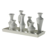 11.75in Long Chic Ceramic Bud Vase Set - White