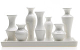11.75in Long Chic Ceramic Bud Vase Set - White