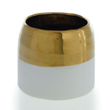 5.75in Wide Claire Ceramic Pot - Gold White