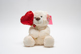 10in Sitting Bear Plush Holding Heart Balloon (Assorted)
