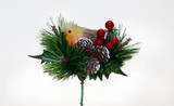 9in Mixed Wreath Pick with Bird, Berries, & Pine Cone (12pk)