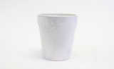 5in Wide Snowflake Ceramic Pot - White