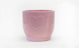 5.3in Wide Heart Ceramic Pot - Pink