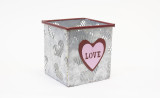 5in Wide Love Cube Galvanized Tin Pot Cover