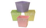 5.5in Square Jasmine Flared Tin Pot Cover - Pastel (Assorted)