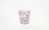5in Wide Ashley Floral Tin Pot Cover - Pink & White
