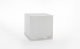 4in Cube Glass Vase - White