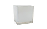 5in Cube Glass Vase - White
