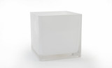 6in Cube Glass Vase - White