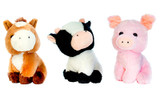 8in Tall Farm Animals Plush  Cow, Pig, and Horse (Assorted)