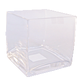 5in Cube Clear Glass Vase with Shaved Top