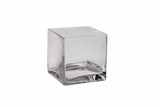 5in Cube Clear Glass Vase with Shaved Top