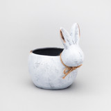 6.25in Long Rabbit Ceramic Pot with Twine Tie