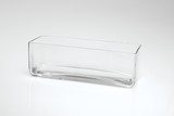 12in Long Low Rectangular Clear Glass Vase