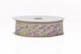#9 Natural Linen Purple Hyacinth Spring Ribbon - Wired Edge (20yd)