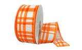 #9 Tuttola Plaid Spring Ribbon - Wired Edge - Orange (20yd)