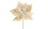 19in Plush Velvet Poinsettia Stem - Ivory Silver