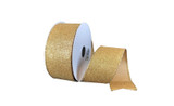 #9 Twinkle Glitter Xmas Ribbon - Wired Edge - Gold (20yd)