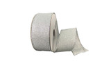 #9 Twinkle Glitter Xmas Ribbon - Wired Edge - Silver (20yd)