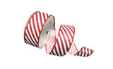 #40 Candy Cane Stripe Xmas Ribbon - Wired Edge (50yd)