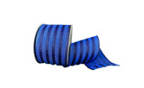 #40 Holiday Cabana Stripe Xmas Ribbon - Wired Edge - Royal Blue (20yd)