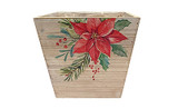 6in Wide Poinsettia Flared Square Wood Planter Box