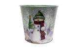 7.3in Wide Snowman Bert Tin Pot Cover