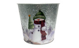 8.7in Wide Snowman Bert Tin Pot Cover