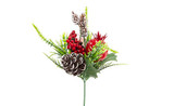9in  Mixed Eucalyptus Wreath Pick with Berries & Pine Cone (12pk) - Red