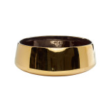 12in Wide Low Ceramic Bowl - Shiny Gold