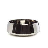 12in Wide Low Ceramic Bowl - Shiny Silver