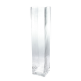 24in Tall Square Clear Glass Vase