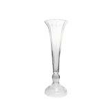 24in Tall Trumpet Clear Glass Vase