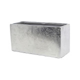 12in Long High Rectangular Ceramic Planter - Matte Silver