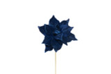 20in Velvet Poinsettia Spray - Midnight Blue