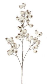 28in White Glitter Berry Spray