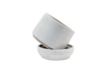 4in Wide Newcastle Cement Pot with Saucer - Greywash