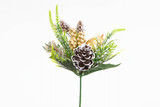 9in  Mixed Eucalyptus Wreath Pick with Berries & Pine Cone (12pk) - Gold