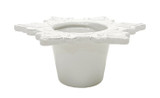 6in Wide Snowflake Rim Ceramic Pot - White